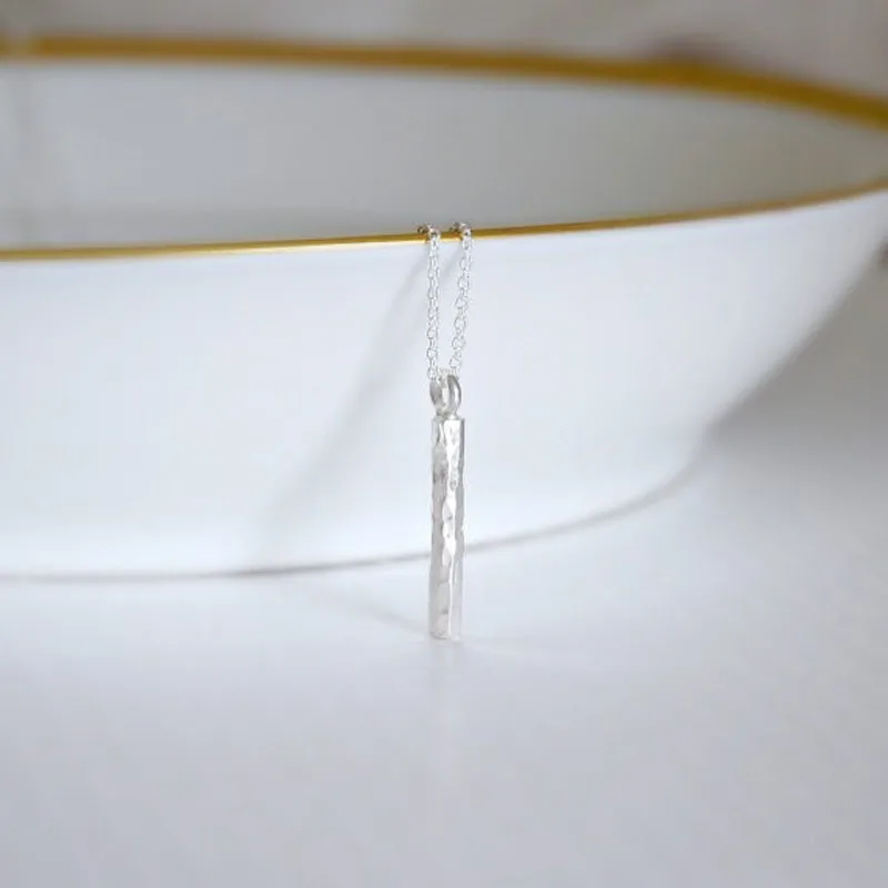 

Fashion Cylindrical Bar Pendant Necklace Irregular Surface Three Color Optional