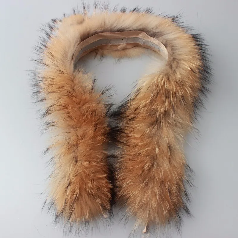Женский меховой воротник из 100% натурального меха енота длинный зимний шарф 70 см с