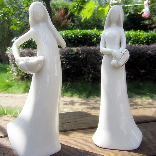 4 шт./компл. белый цвет керамический ангел леди торт Топпер свадебный душ Девушки
