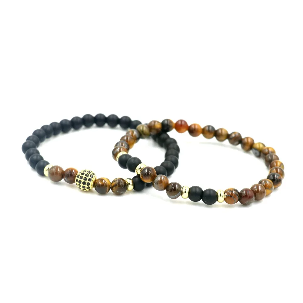 2 шт./компл. из натурального камня без рукавов вышитое бисером циркон мяч браслет