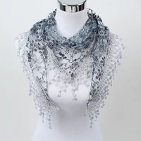fashion hollow tassel lace rose floral knit triangle mantilla scarf women shawl wrap scarves sjj01
