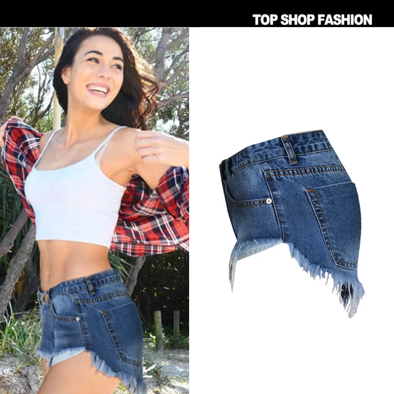 Горячая Высокая талия синие шорты Hotpants для фитнеса летние популярные женские