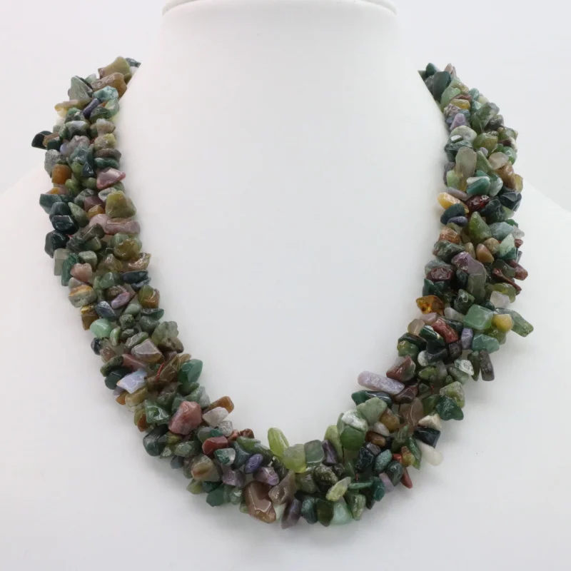 Нестандартный гравий тигровый камень/лазурит/зеленая авантюрин/оникс ожерелье 18