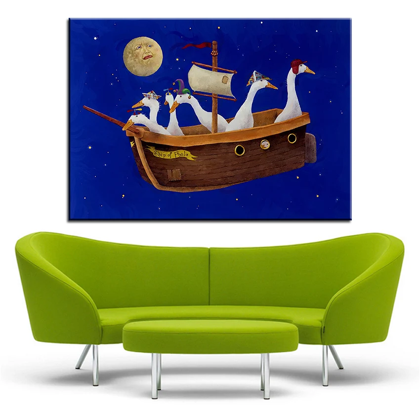 Большой размер Печать картина маслом корабль fools настенная живопись Настенная