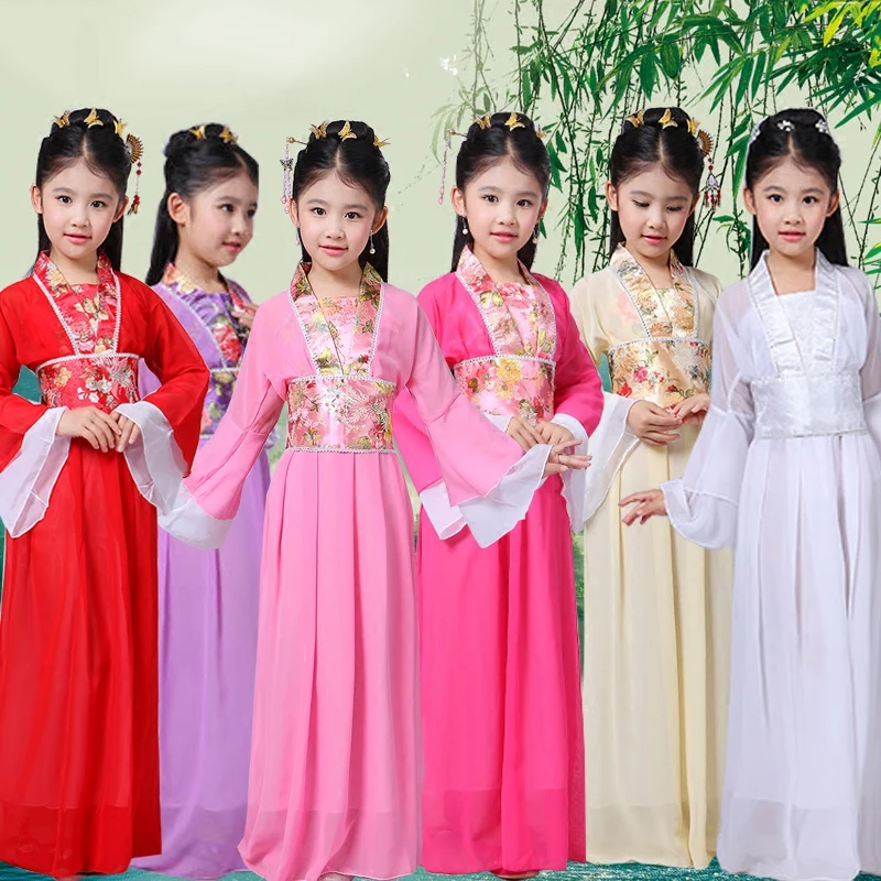 Hanfu платье для девочек детская одежда hanfu китайское Старинное ханьфу косплей