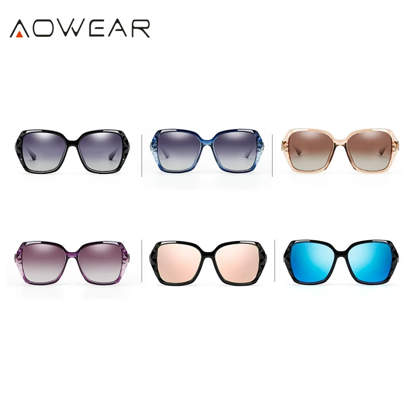 AOWEAR, негабаритные солнцезащитные очки, женские, поляризационные, квадратные, солнцезащитные очки для вождения, черный бриллиант, женские солнцезащитные очки, gafas de sol mujer