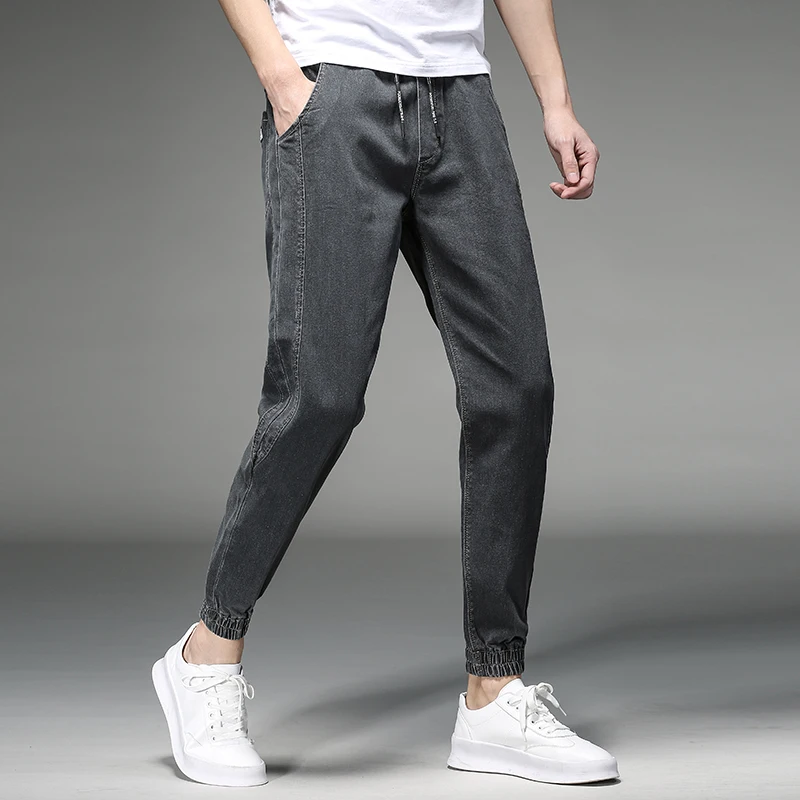 Новинка 2020 мужские джинсы шаровары деним хлопок 3 цвета потертые повседневные
