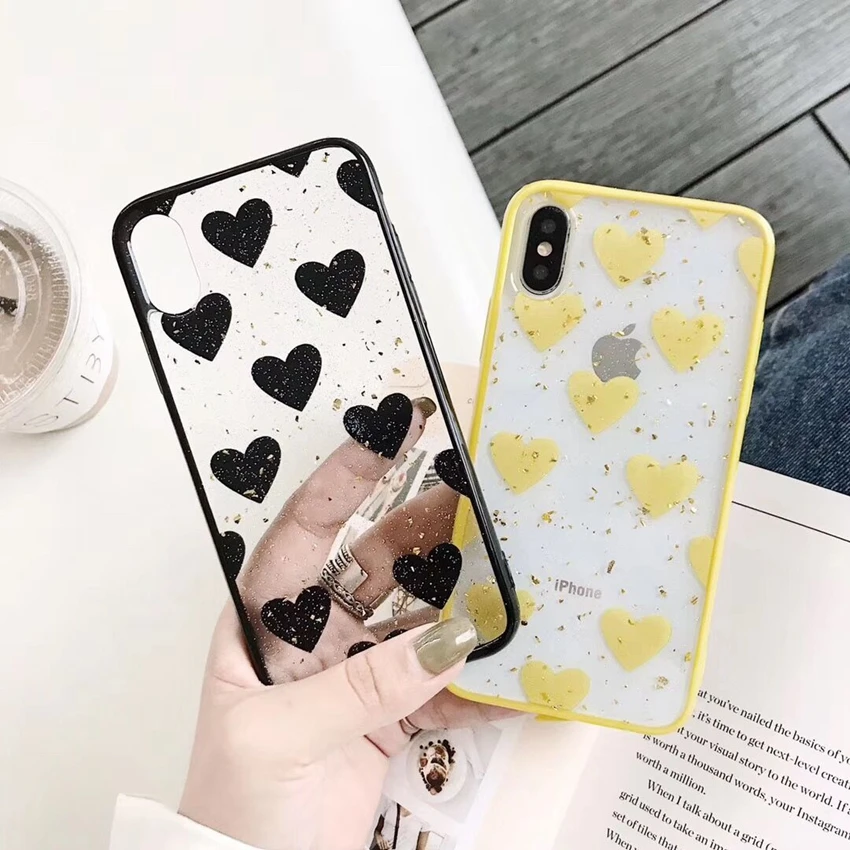 Fashion Transparent Cover For iPhone 8Plus 7 6 6S Plus X Clear Case XR XS Max Luxury Bling Gold Foil Phone Shell |