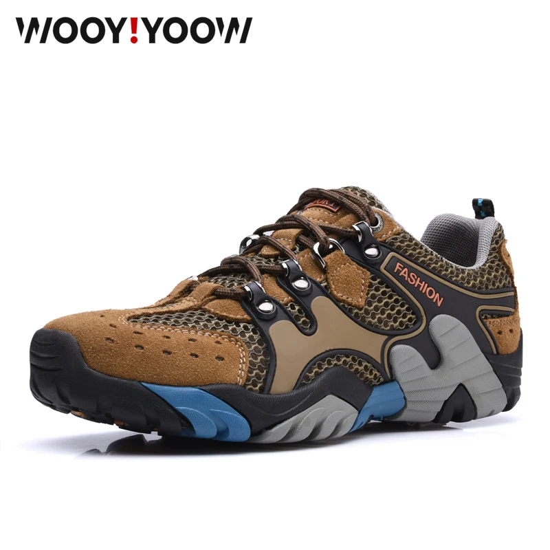 Men's hiking shoes outdoor Net breathable and lightweight Beef tendon Sports waterproof non-slip walking | Обувь