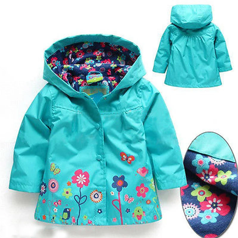 Ветровка с длинными рукавами для девочек водонепроницаемая куртка цветочным