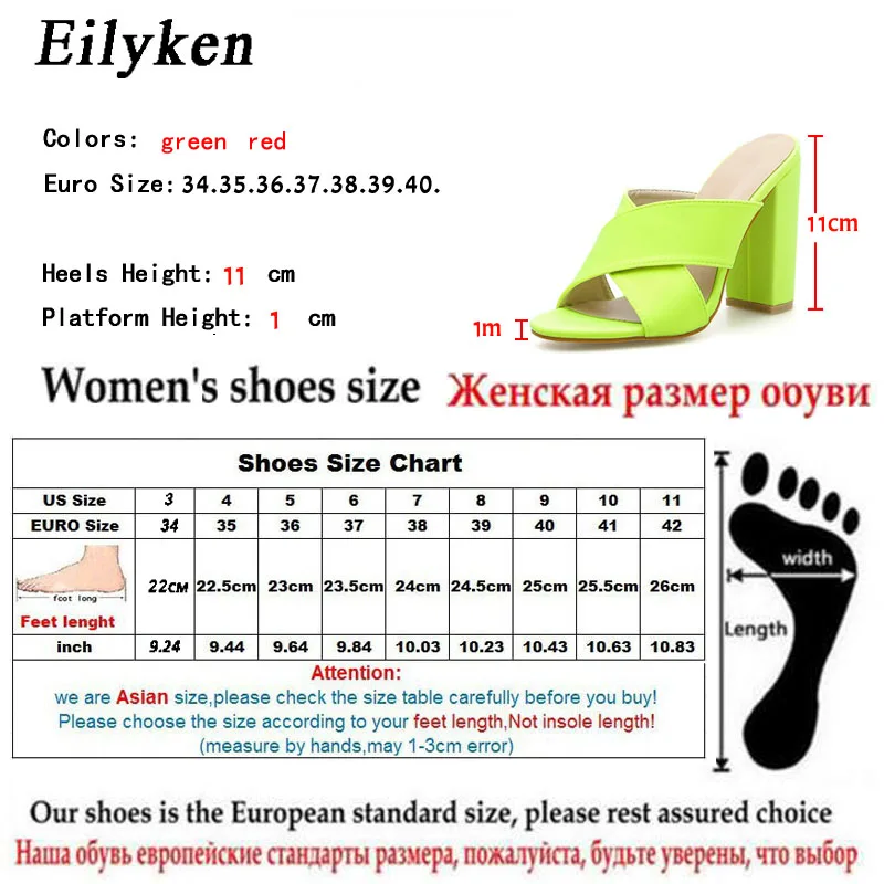 Eilyken/летние женские шлепанцы; туфли без пяток на высоких каблуках; пикантные женские шлепанцы на полой подошве; Туфли-лодочки; флуоресцентный зеленый цвет; Размеры 35-42