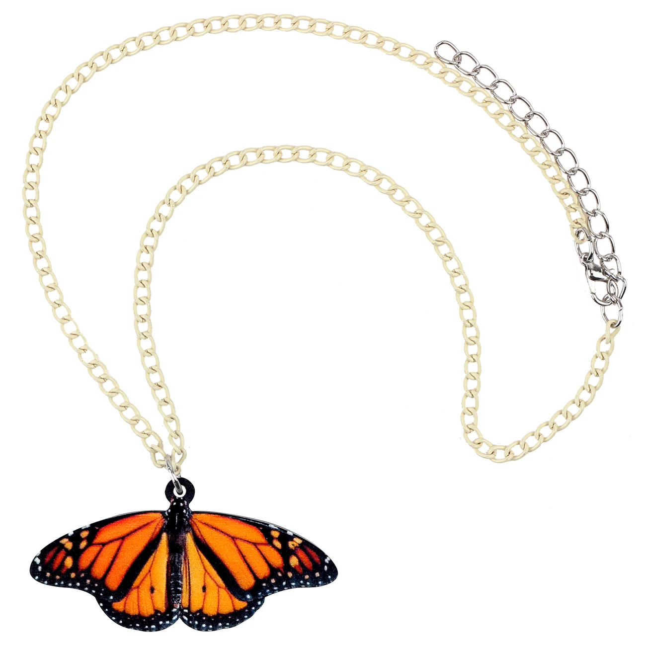 WEVENI акриловое оранжевое монархическое ожерелье с насекомыми-бабочками цепочка
