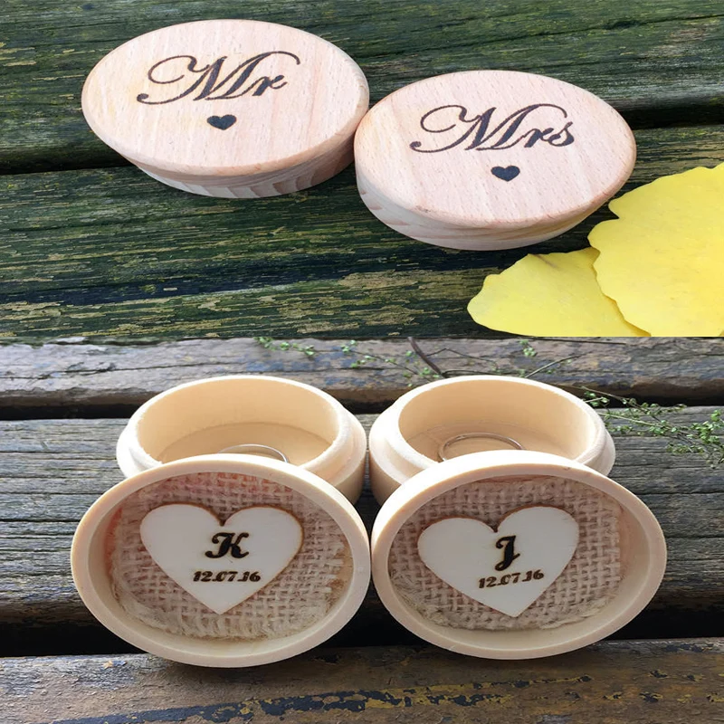 Индивидуальный подарок 2 шт. деревенская коробка для свадебных колец на заказ