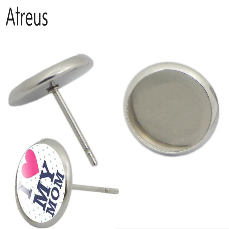 

Atreus20pcs Stainless Steel Stud Earring Base 12mm Cabochon Cameo Base Anti allergy Blank Earring Setting MoM Diy Jewelry Making