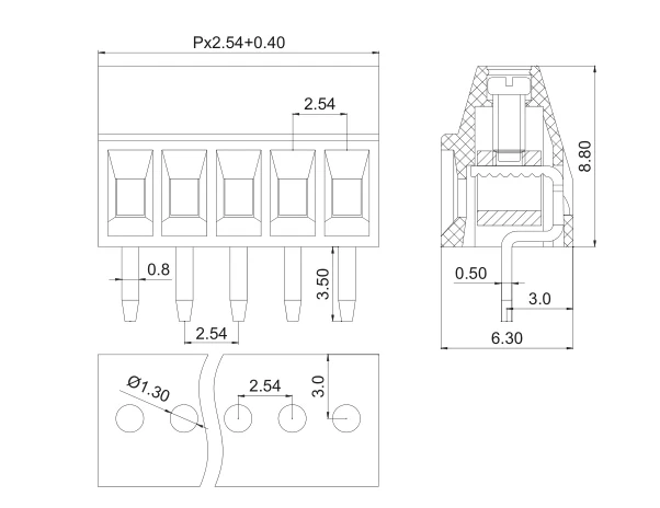 1 шт. KF128 2,54 мм PCB Клеммная колодка KF128-2.54 2P 3P 4P 5P 6P 7P 8P 9P 10P Клеммная KF120-2.54 DG308-2.54mm