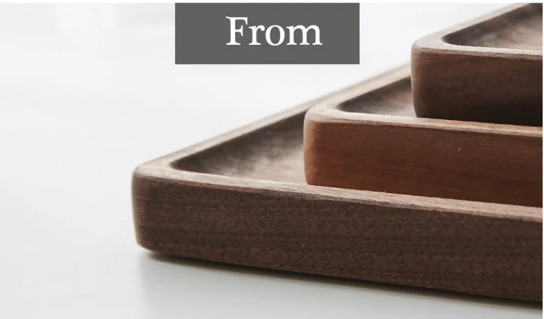 Direct selling high-end black walnut wooden plate rectangular wooden tea tray dessert dessert cake sushi steak bamboo tray