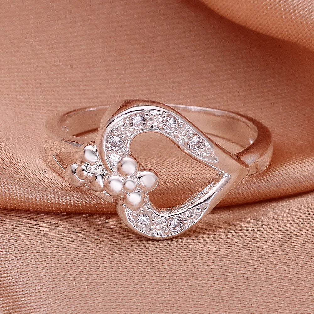 Derly Anniversary Ball Fashionable Sweet Romantic Heart-shaped Silver-plated Claw Set of beautiful ladies rings wholesale | Украшения и