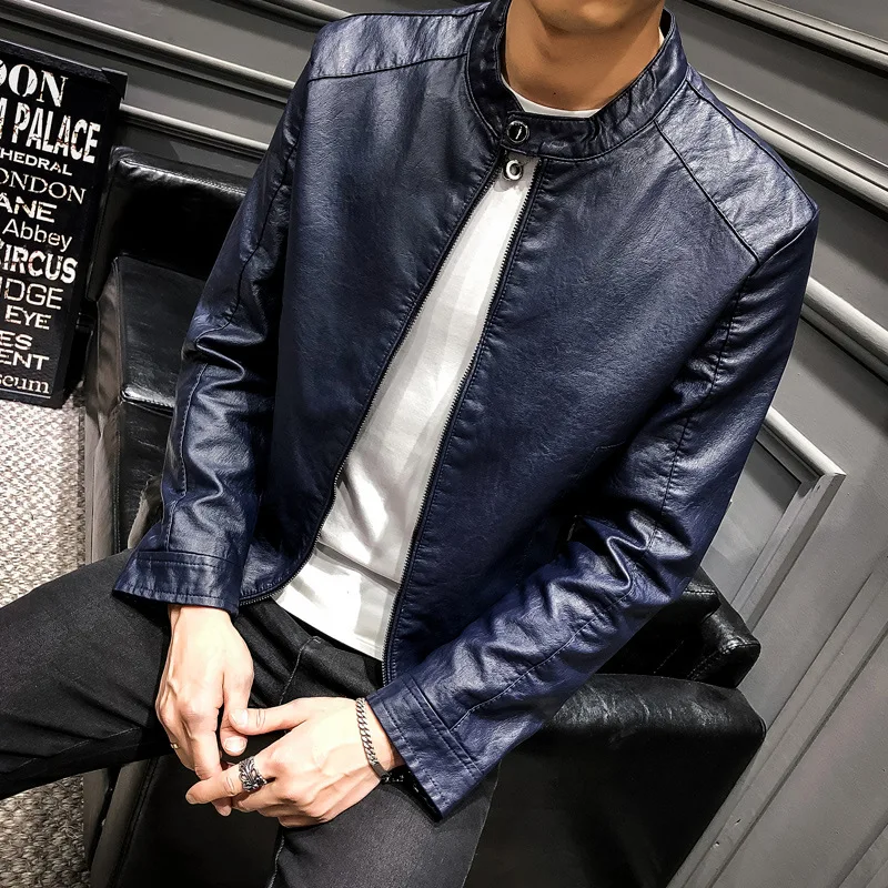 

NewFashionn Men's Coat Youth Slim Clothing Korean Version of the Locomotive Trend Casual Coat Men's Leather Jacket Good Quality