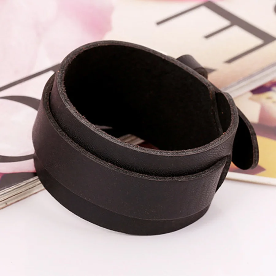 Двухслойный винтажный браслет из воловьей кожи мужские Регулируемые браслеты в