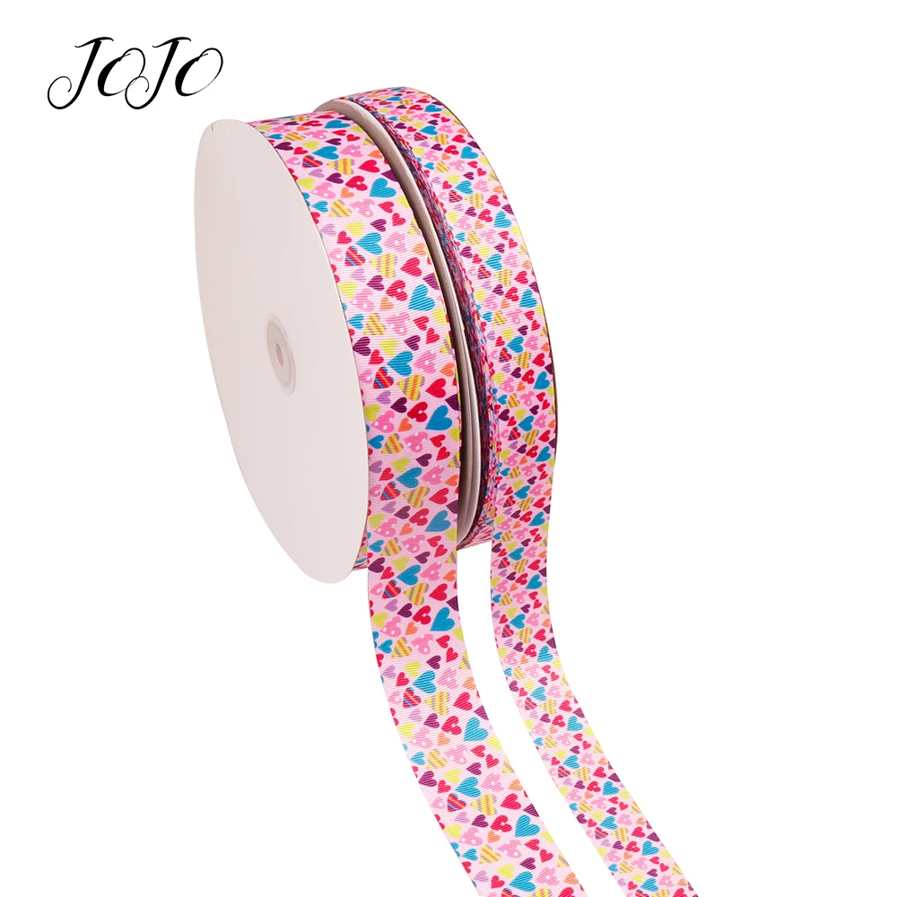 

JOJO BOWS 25/38mm 5y Grosgrain Ribbon Heart Love Printed Webbing For Clothing Handmade Craft Supplies Gift Wrapping DIY Hair Bow