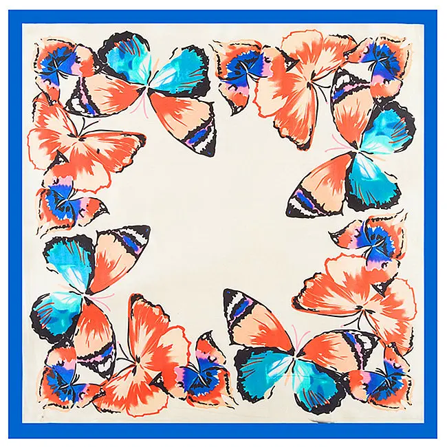 [POBING] Шелковый квадратный весенний шарф шарфы с принтом бабочки высокое качество