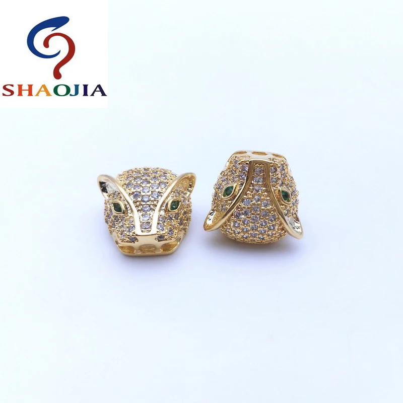 Высокое качество зеленый глаз бусины в форме головы леопарда микро проложить со