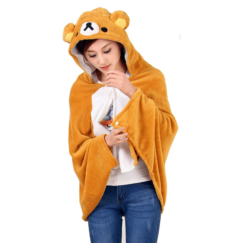 Теплое одеяло с капюшоном медведя Rilakkuma палантин из пашмины оперная накидка