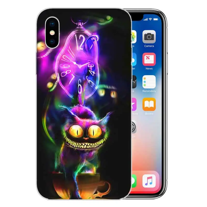 Alice in Wonderland Cat Fundas Silicone Phone Back Case For Apple iPhone 6 6S 7 8 Plus X 10 XS MAX XR 5 5S SE Heart Cover |
