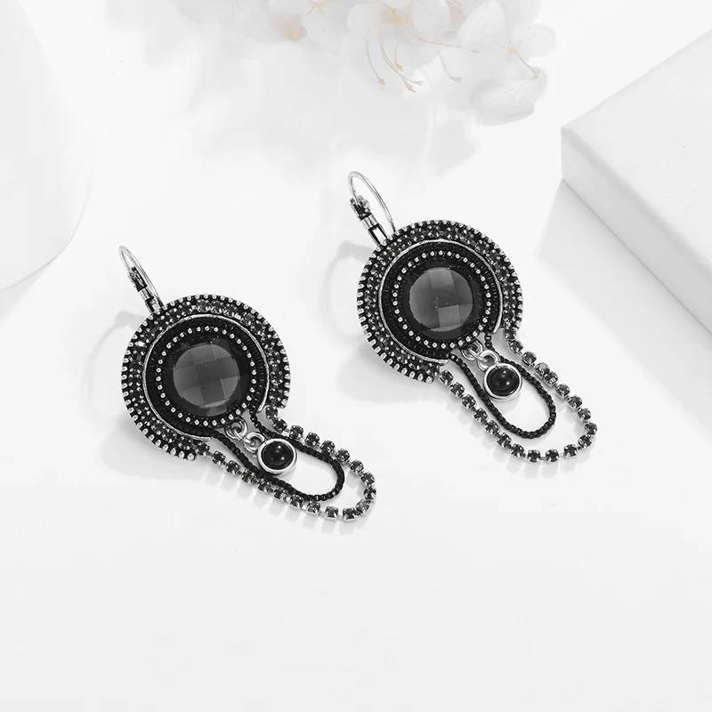 Винтажные висячие серьги Hongye черные красные женские Висячие длинные с бусинами в