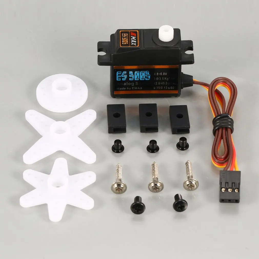 EMAX аналоговый пластиковый сервопривод ES3003 4 8 V 6 3 5 kg 0 15/0 13 s/60 градусов для RC FPV