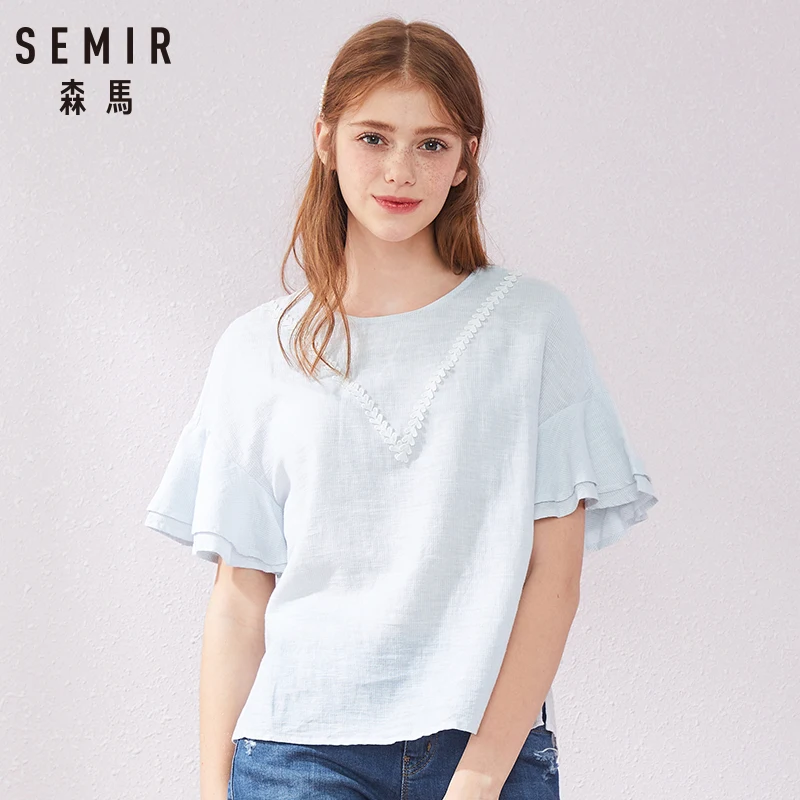 SEMIR Новая модная женская винтажная блузка с принтом женские блузки круглым