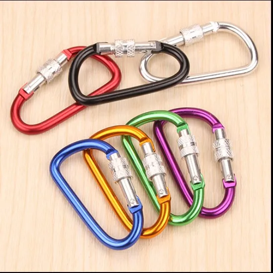 5Pcs 6# D Aluminum Carabiner Snap Clip Hook With Lock Hanger Keychain Bike Bottle Hiking Camping Carrying Locking Holder | Обустройство