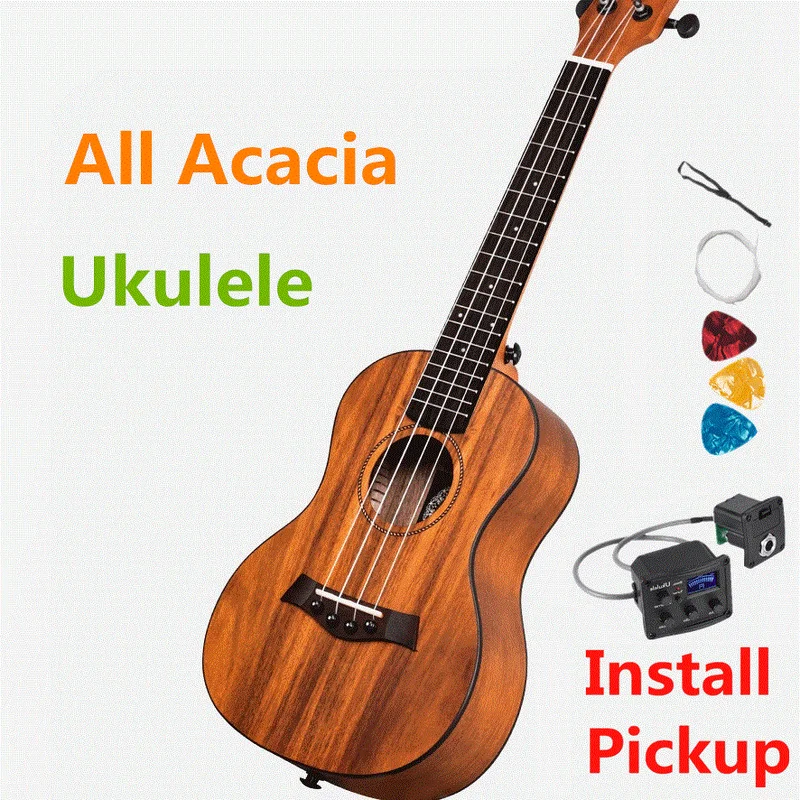 Укулеле 23 26 дюймов полностью Acacia Мини электрическая акустическая гитара для