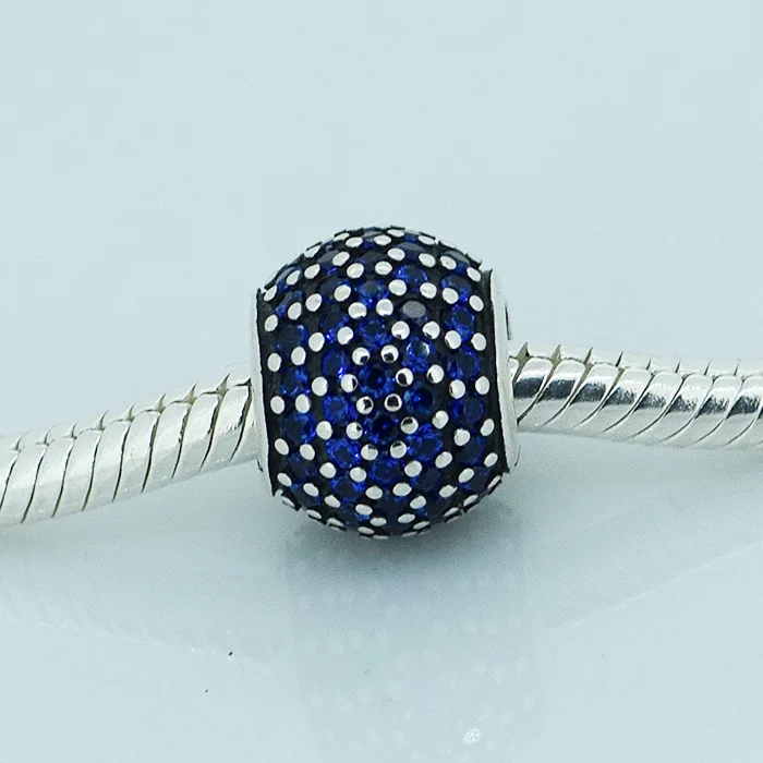 

CKK 925 Sterling Silver Nautical Pave lights, Blue Crystal Charms Beads Original Jewelry Making Fits For Bracelet
