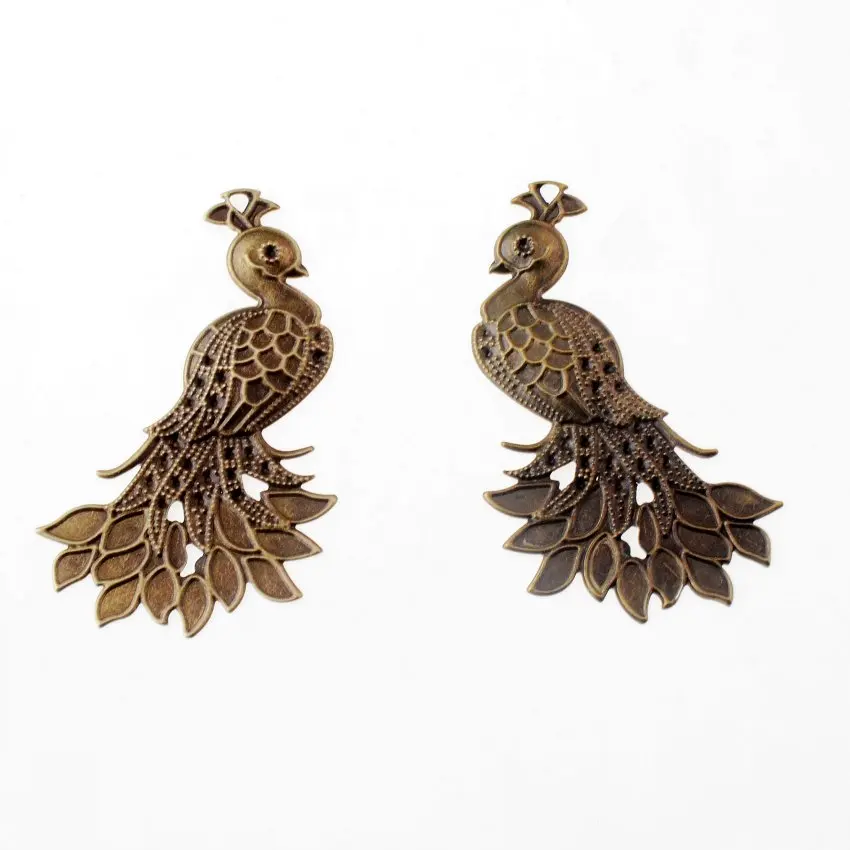 Free shipping Retail 5 Antique Bronze Peacock Wraps Connectors Metal Crafts Decoration DIY Findings 7x4.2cm | Дом и сад