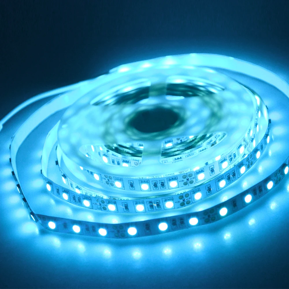 

2016 New LED strip 5050 DC12V flexible light 60LED/m 5m/Lot Ice Blue 5050 LED Strip