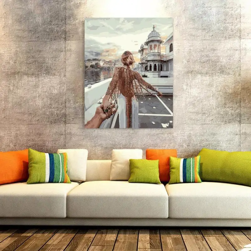 Frameless Picture Romantic DIY Painting By Numbers Modern Wall Art Handpainted Oil On Canvas For Home Decor A30 | Дом и сад