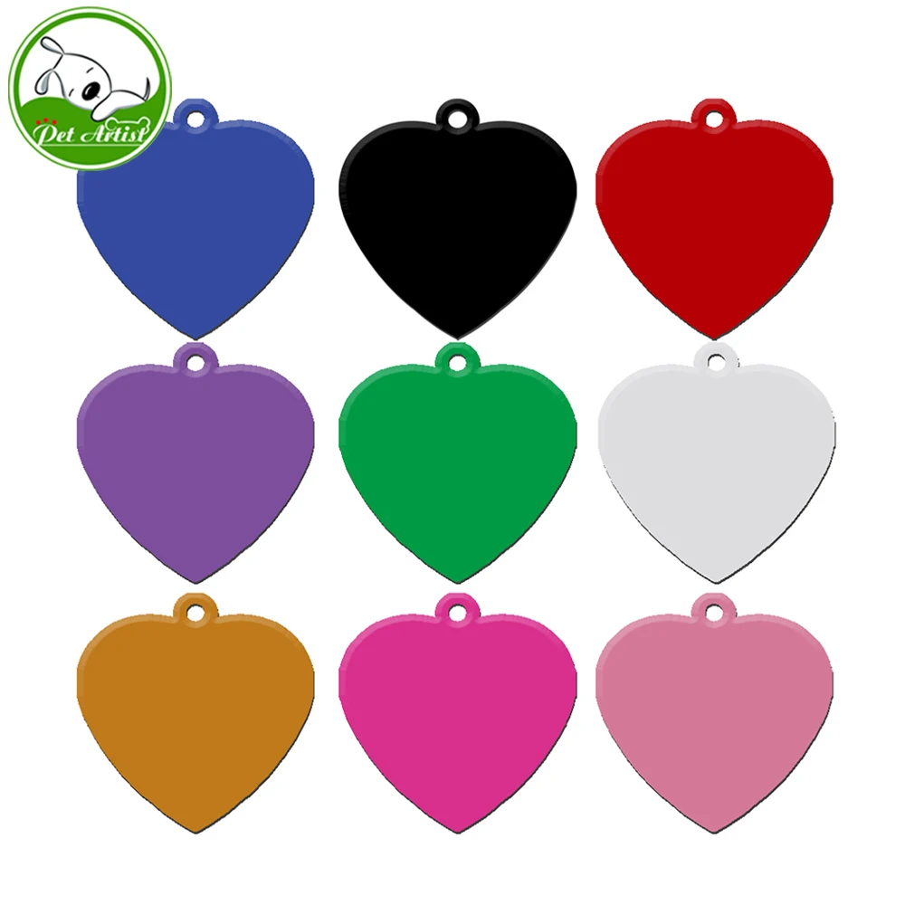 

Wholesale Aluminum Personalized Engraving Pet ID Dog Tags Identification Custom Name Address Phone Number Heart Shape