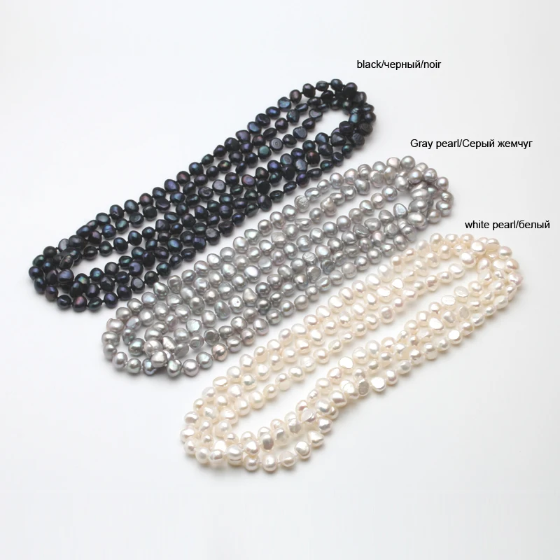 Женское жемчужное ожерелье в форме барокко длинная цепочка из натурального