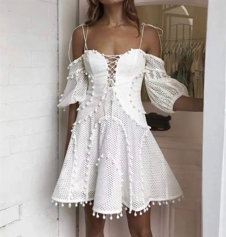 Vestido Banco Открытое сексуальное летнее платье с открытыми плечами 2019 кружевное