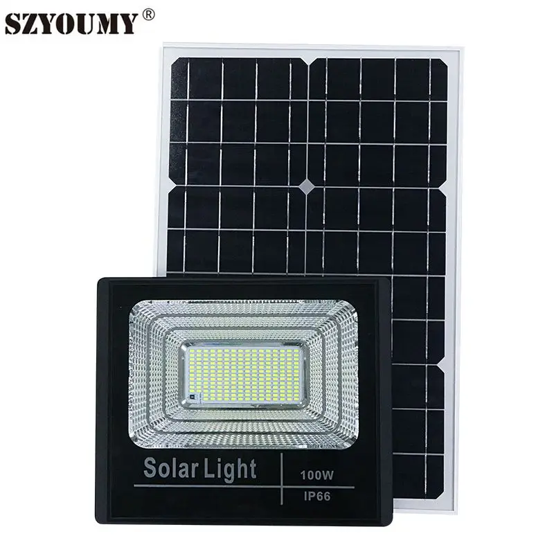 

SZYOUMY 25W 40W 60W 100W led Solar Powered Flood light IP66 Waterproof Outdoor lamp Remote Controlled with solar panel