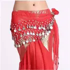 Женский шифоновый костюм для танца живота, пояс для танца живота с монетами из серебра 128 пробы