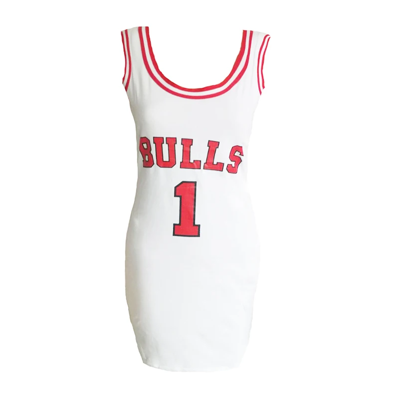 2019 женское Спортивное летнее платье с буквенным принтом e Bulls трикотажное выше