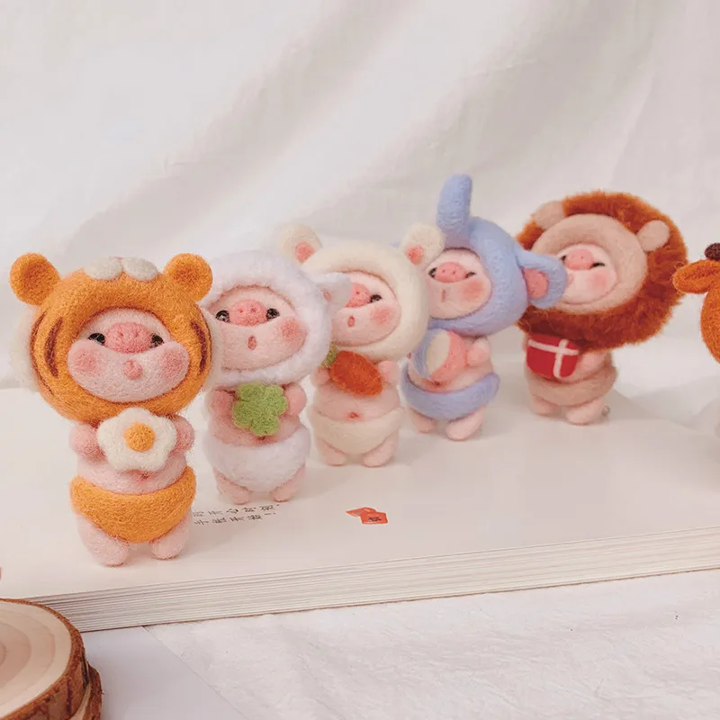 Милая свинка DIY шерсть фетровая коробка для игрушек материал ручной работы сумка