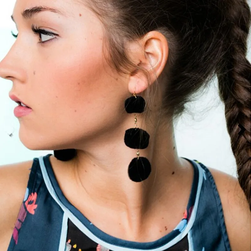 Женские серьги капельки JURAN милые плюшевые с помпонами|dangling earrings for women|dangle drop