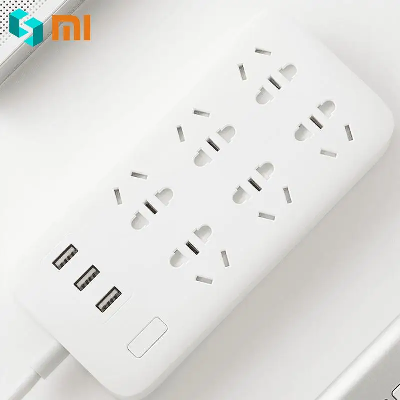 Xiao mi jia блок питания Базовая версия 6 розеток С 3 5 в 2.1A Быстрая зарядка usb порты белый mi разъем сплошной цвет