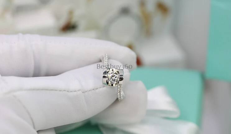 Чистое серебро 0.5ct 925 Серебро S925 кольцо Mariage Nupcial De Mariee Люминесцентная Свадебная