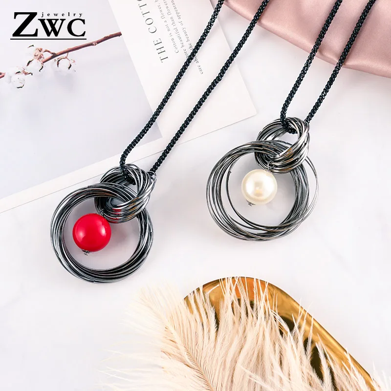 ZWC богемный модный элегантный свитер цепи длинные металлические ожерелья для