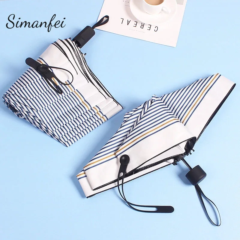 Simanfei 2019 New Arrival Ultra-light Umbrella For Adults Anti-UV Five-folding Parasol Pocket Navy Style Windproof Umbrellas | Дом и сад