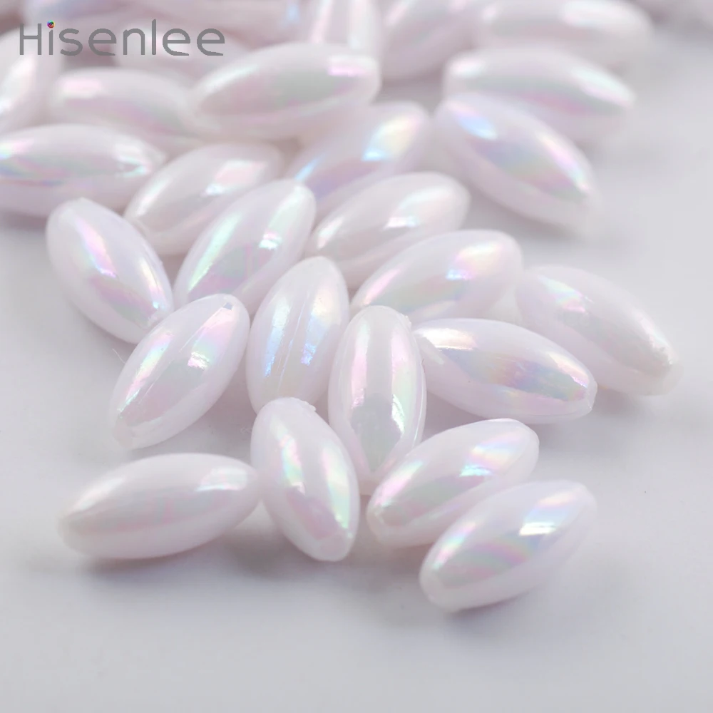 Hisenlee новый узор 6*12 мм 100 шт. Белый Акрил превосходная Форма Риса высокое